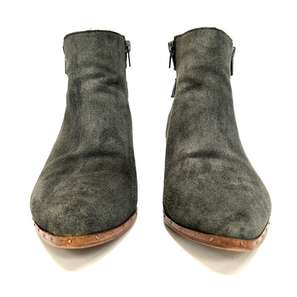 Bleecker & Bond Georgia Grey Suede Leather Ankle Booties Boots, Size 8 - Picture 7 of 11